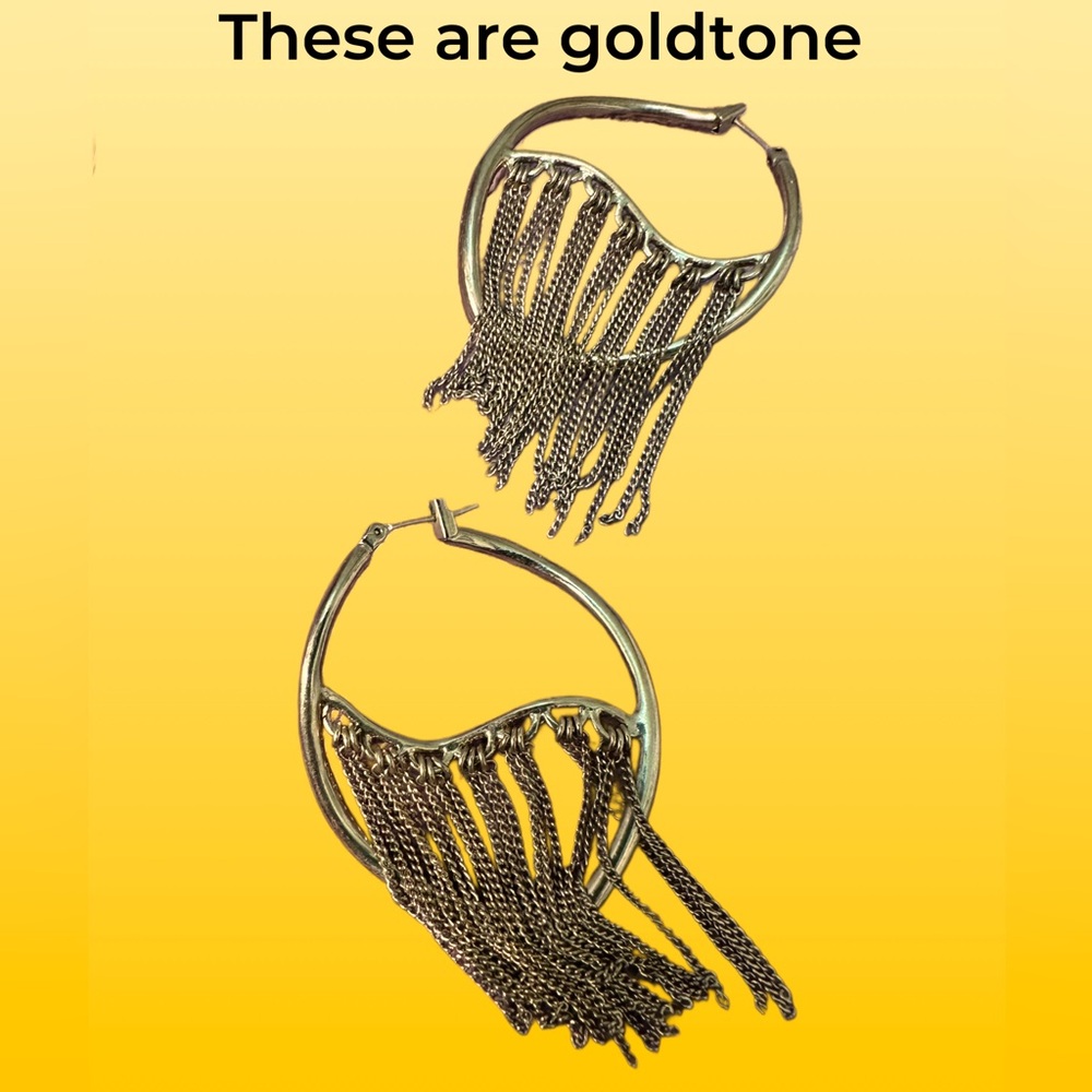 Goldtone Fringe Hoop Earrings